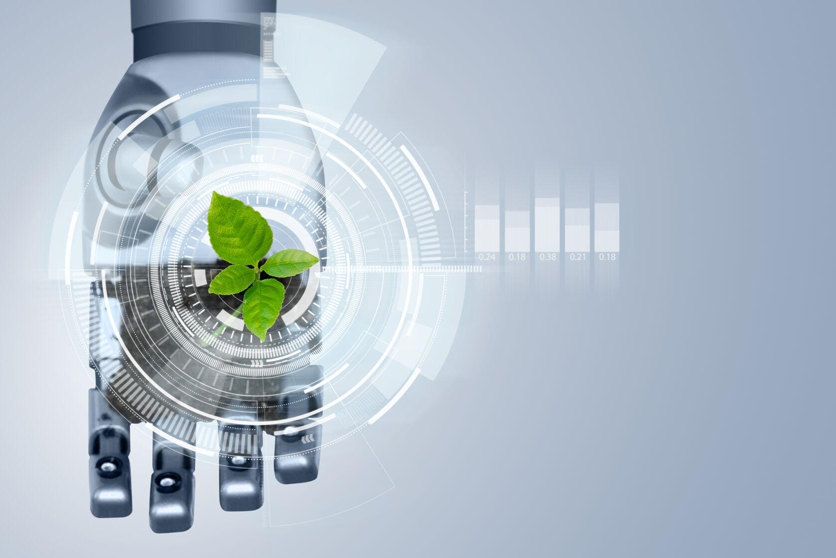 Robot arm with a plant Greentech